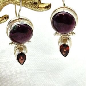 Amethyst Sterling Silver Dangle Pierced Earrings 925 Purple Stones